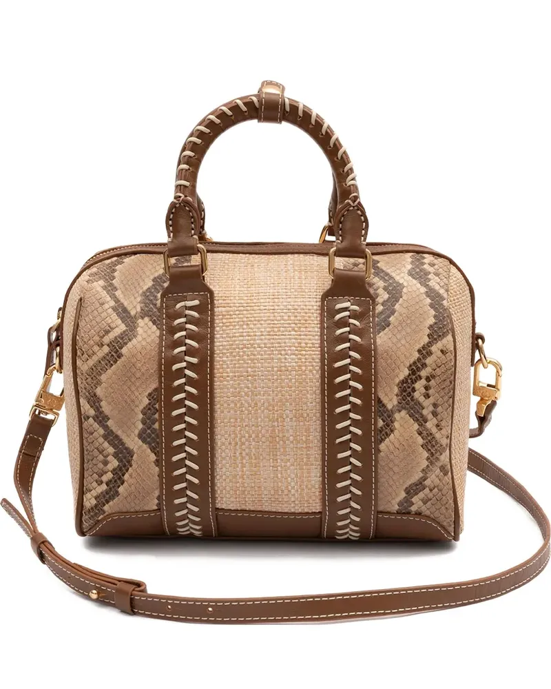 ISLA Maia Bowling Tote Bag mit Schlangen-Effekt - Nude Nude