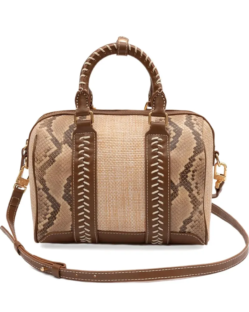 ISLA Maia Bowling snakeskin stitched tote bag - Nude Nude