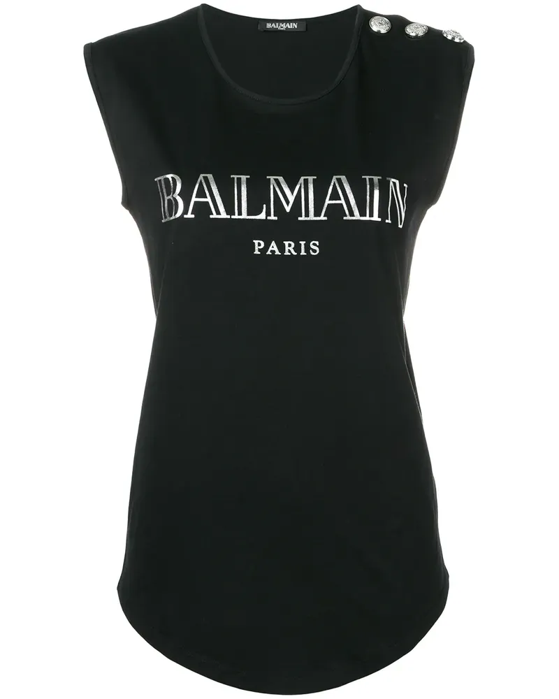 Balmain Top mit Zierknöpfen - Schwarz Schwarz