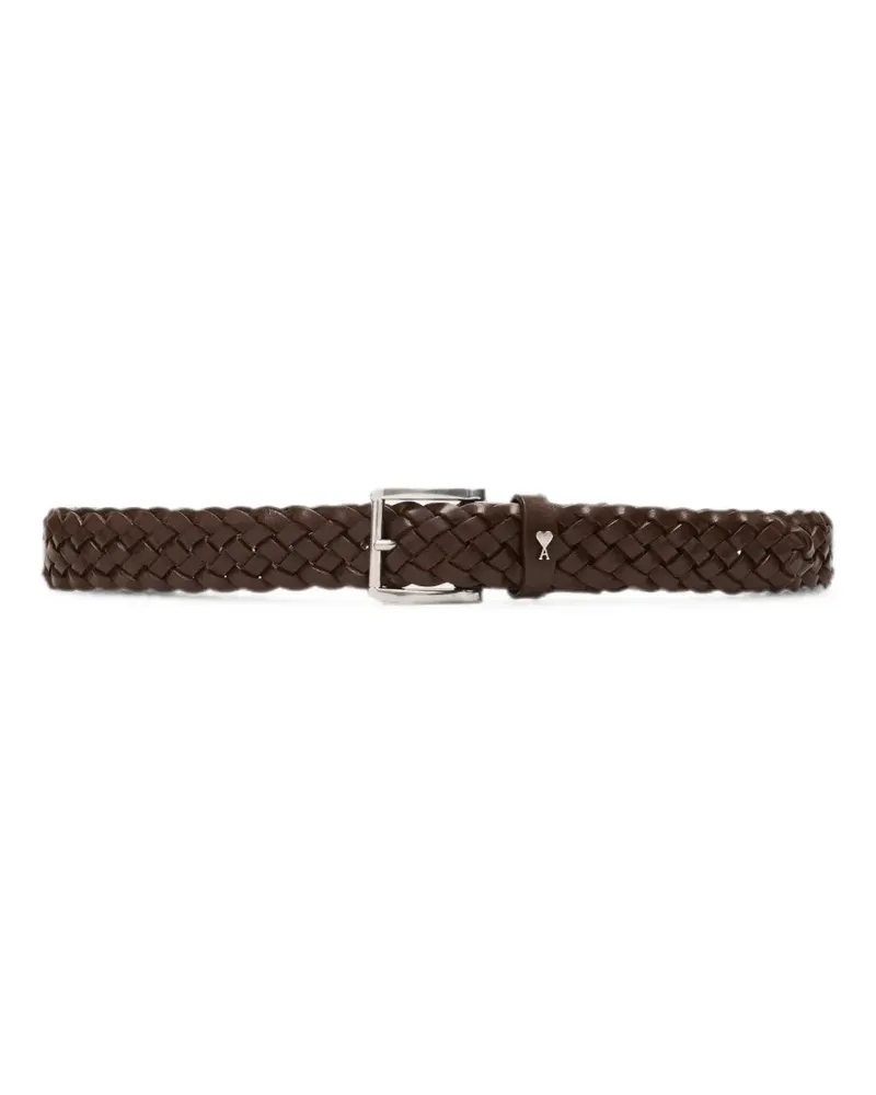 AMI Paris braided Paris Paris cow leather belt 30mm - Braun Braun