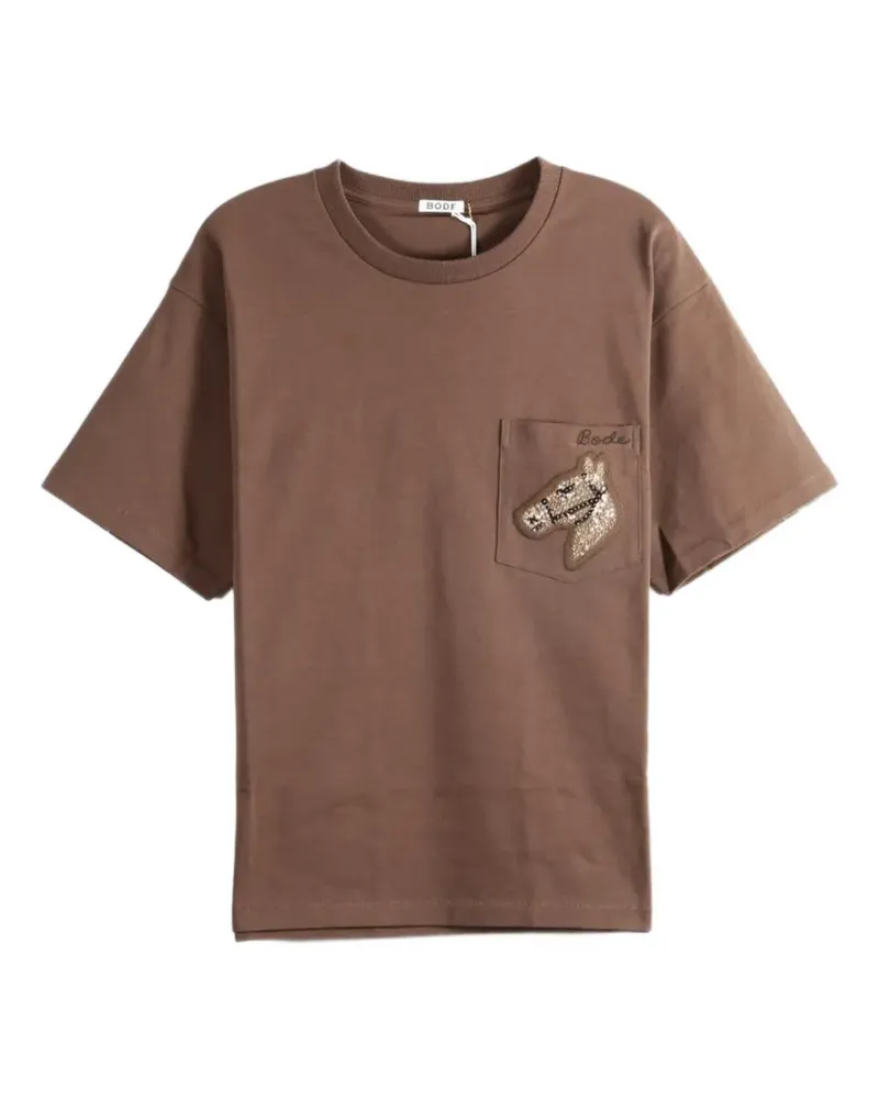 BODE T-Shirt mit Pferde-Patch - Braun Braun