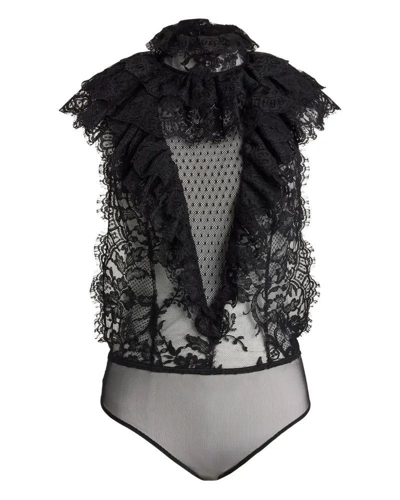 Ralph Lauren lace-ruffled bodysuit - Schwarz Schwarz