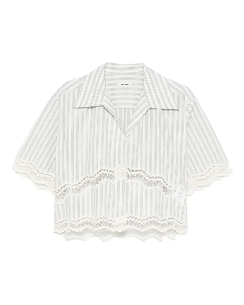 Sandro lace-trim striped shirt - Nude Nude