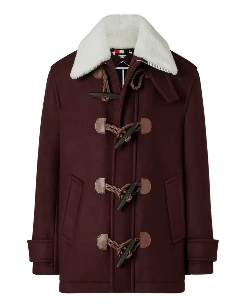 Thom Browne Double Face Melton Wide Shoulder Shell-Mantel - Rot Rot