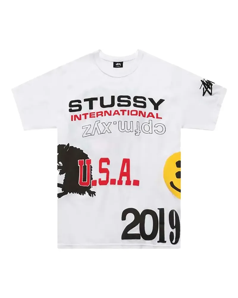Stüssy T-Shirt mit grafischem Print - Weiß Weiß