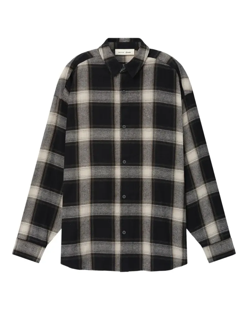 Fear of God plaid-pattern logo-print shirt - Schwarz Schwarz