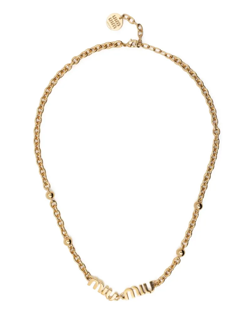 Miu Miu Halskette mit Logo - Gold Gold