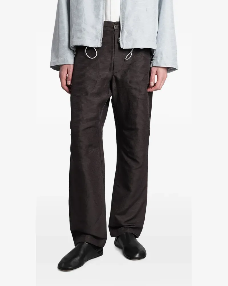 RANRA Straight-Leg-Hose mit Gittermuster - Braun Braun