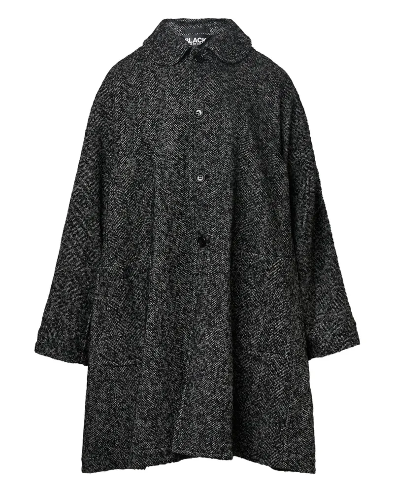 Comme des Garçons tweed herringbone round-collar coat - Schwarz Schwarz