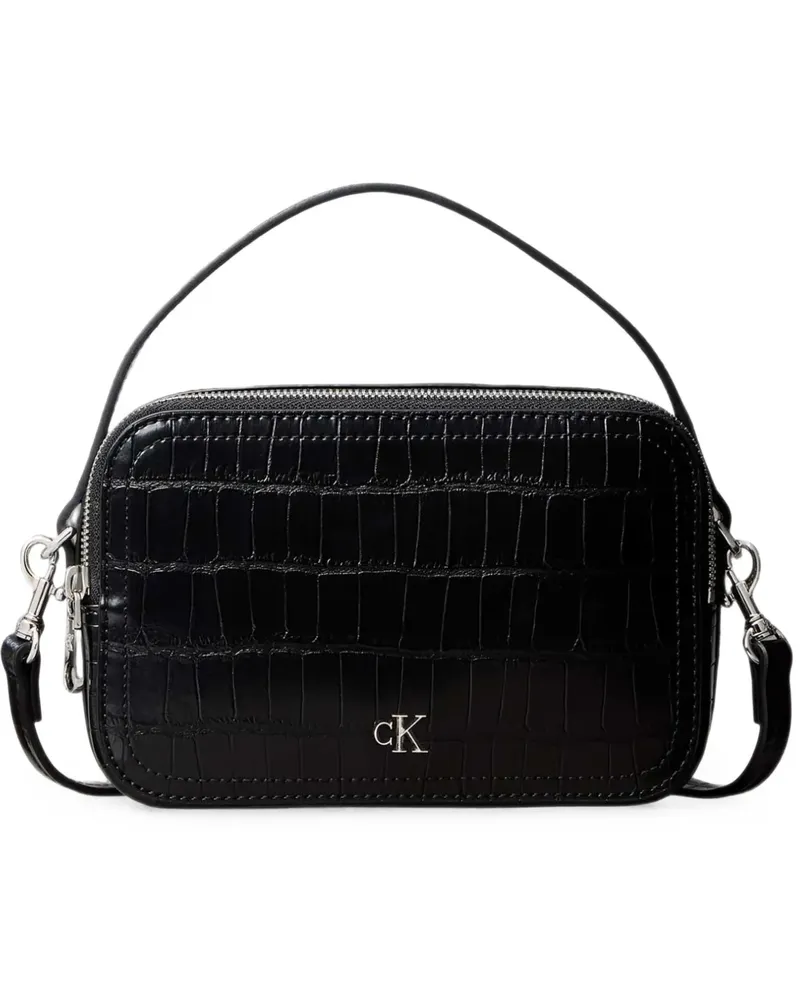 Calvin Klein Monogram croc-effect shoulder bag - Schwarz Schwarz