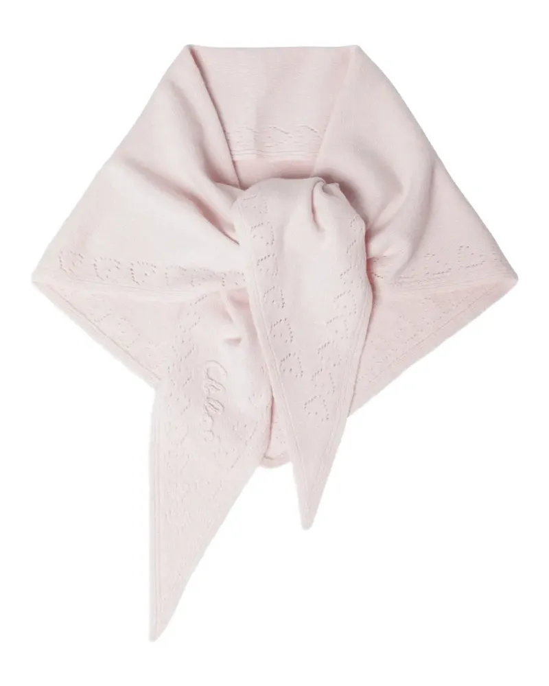 Chloé logo-embroidered triangular scarf - Rosa Rosa