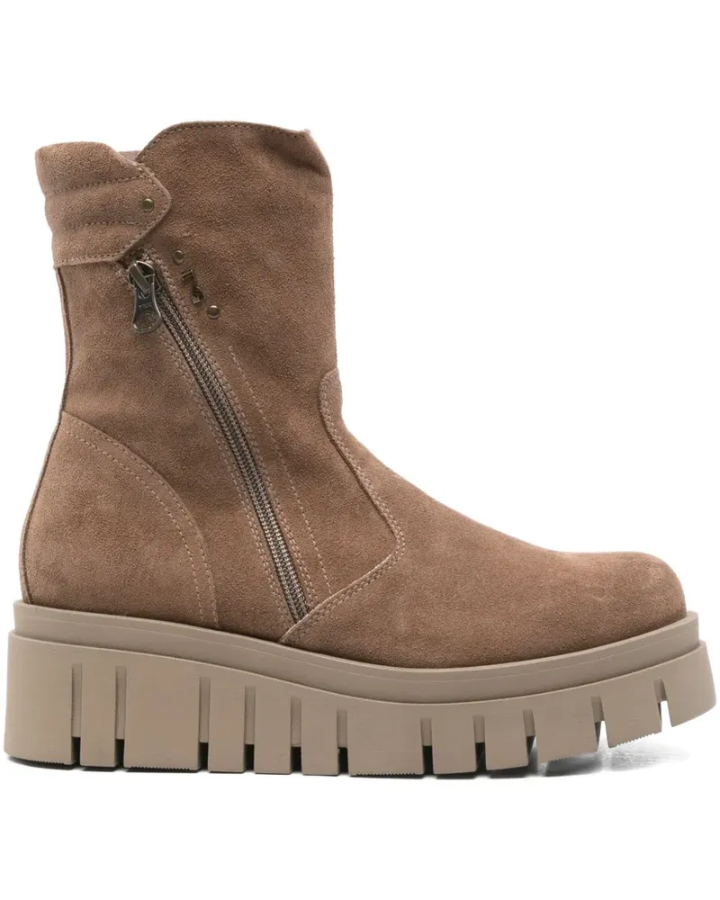 Nero Gardini Plateau-Stiefel mit Reißverschlussdetail 55mm - Nude Nude