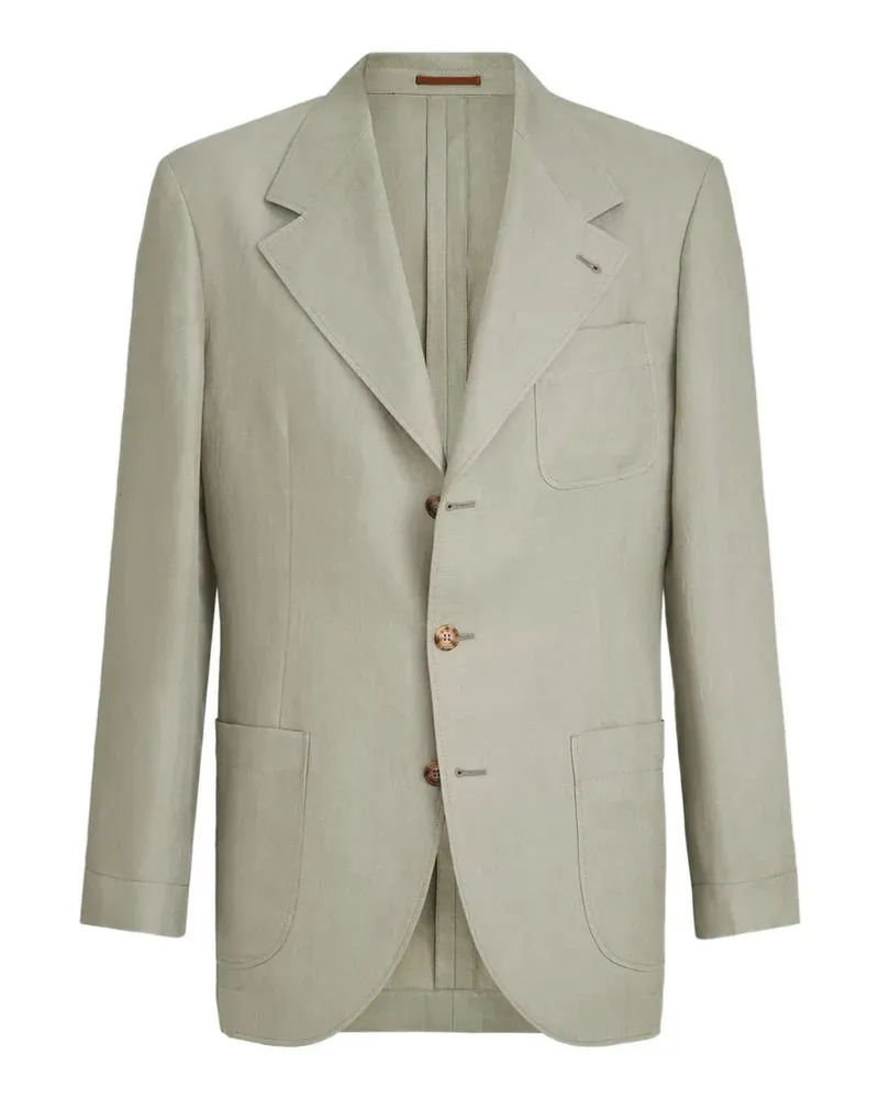 Brunello Cucinelli Ungefütterter Blazer aus Leinen-Micro-Chevron - Nude Nude