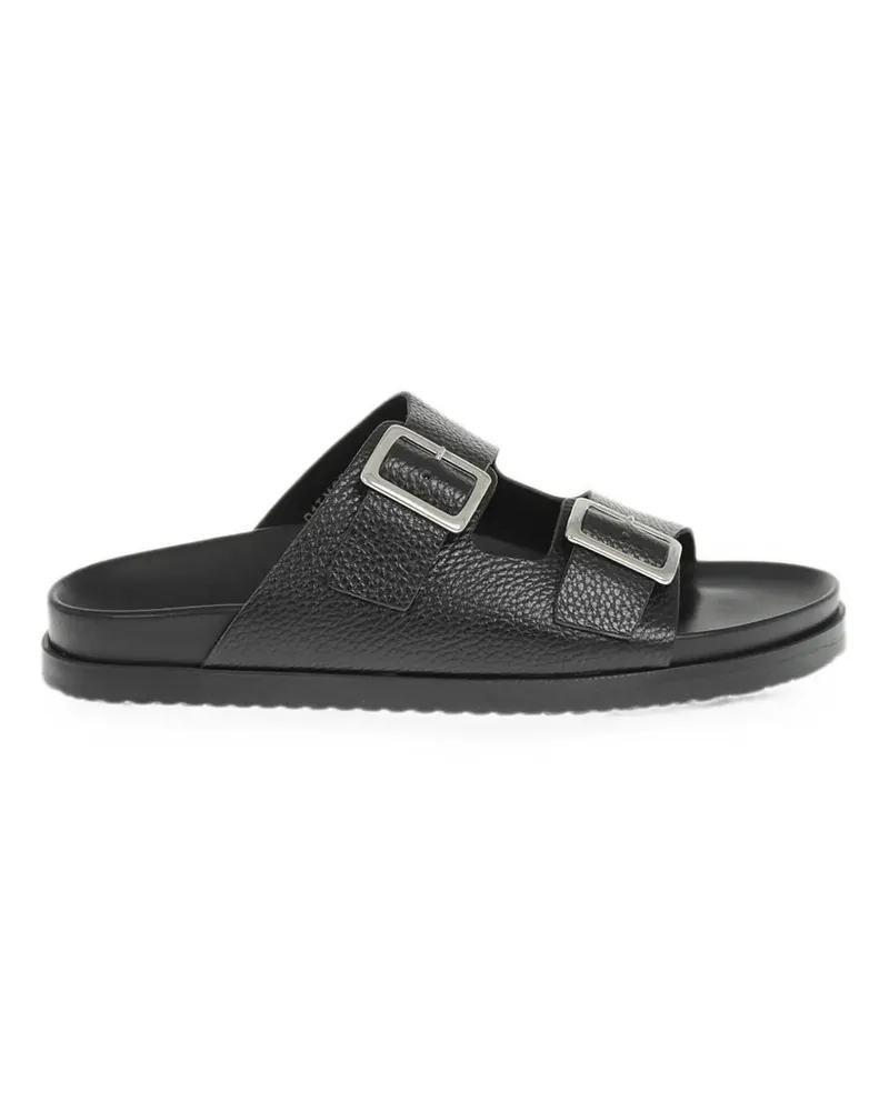 Corneliani hammered-leather double-buckle sandals - Schwarz Schwarz