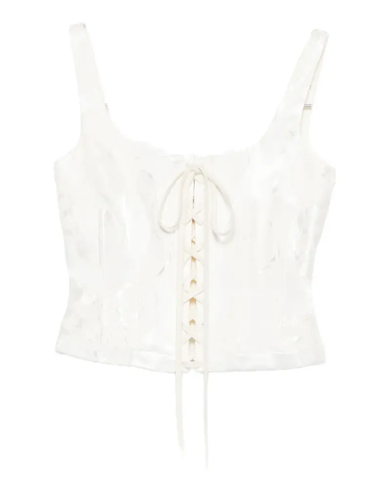 Alexander McQueen lace-up floral-jacquard top - Weiß Weiß