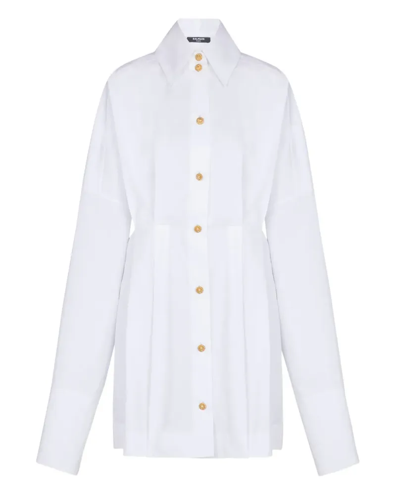 Balmain Geknöpftes Popeline-Hemdkleid - Weiß Weiß