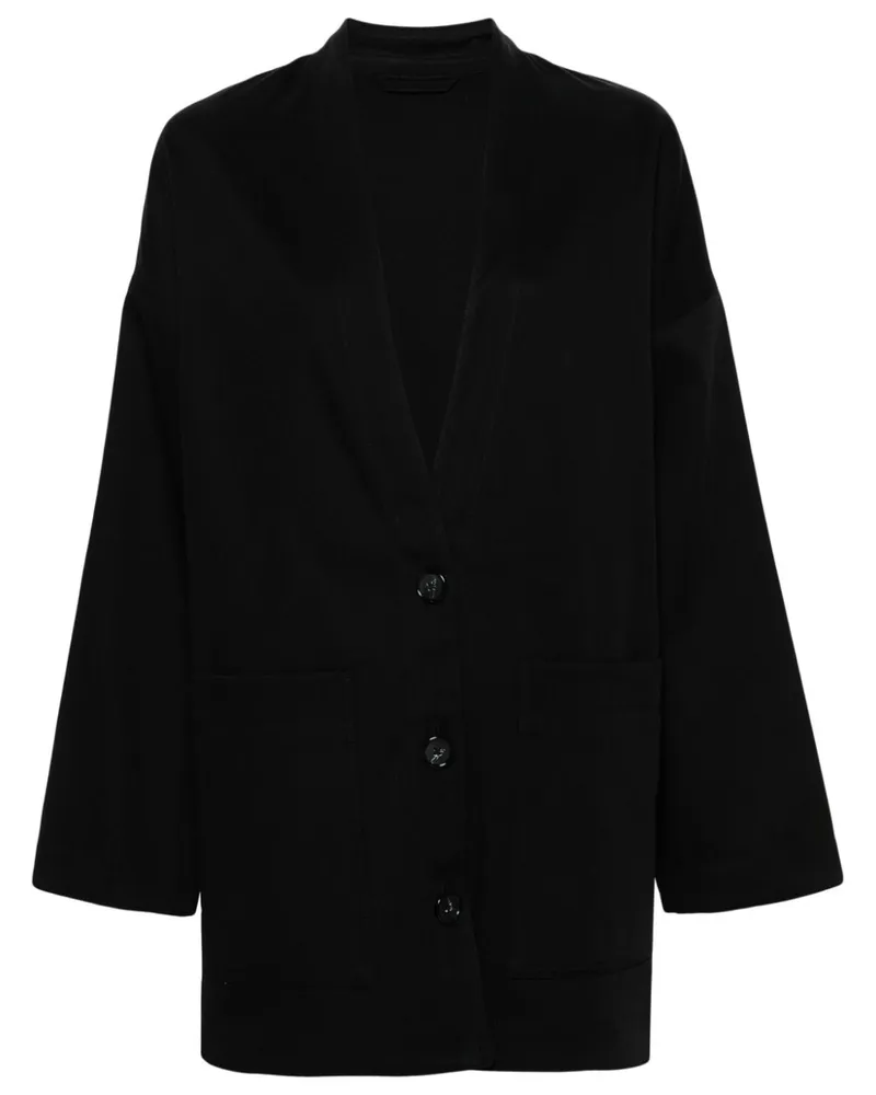 Totême Twill-Jacke mit V-Ausschnitt - Schwarz Schwarz