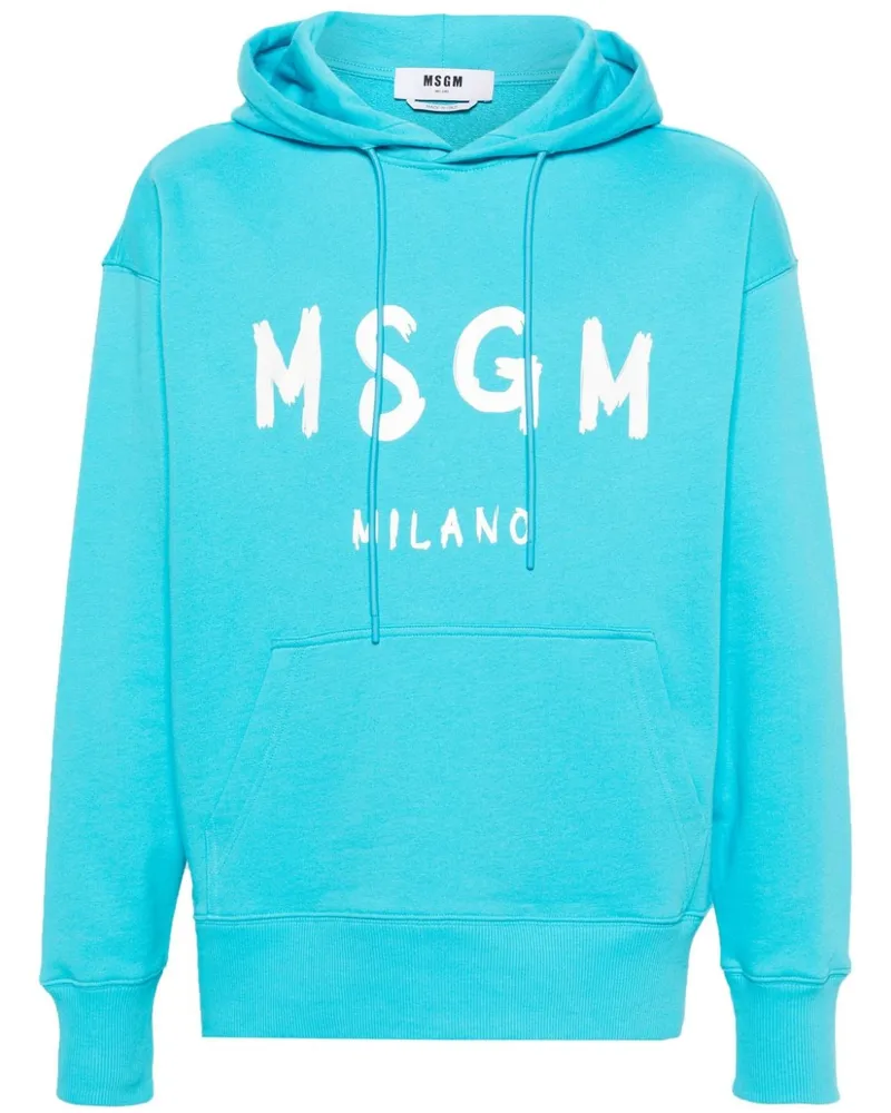 MSGM Hoodie mit Logo-Print Blau