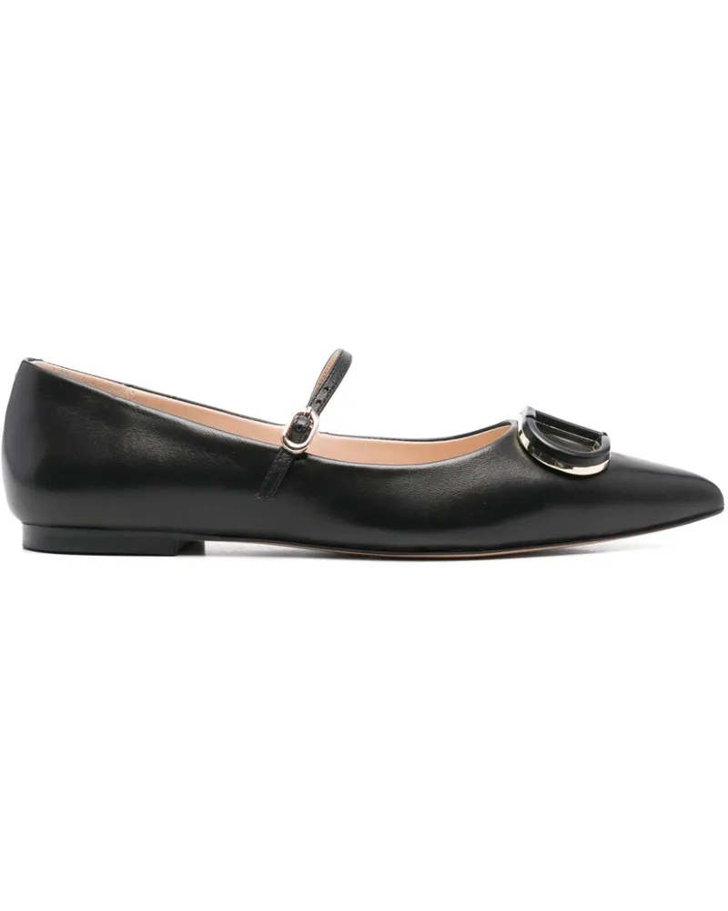 Twin-Set Oval T Ballerinas - Schwarz Schwarz