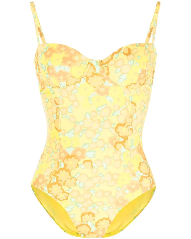 Tory Burch Badeanzug mit Blumen-Print - Gelb Gelb