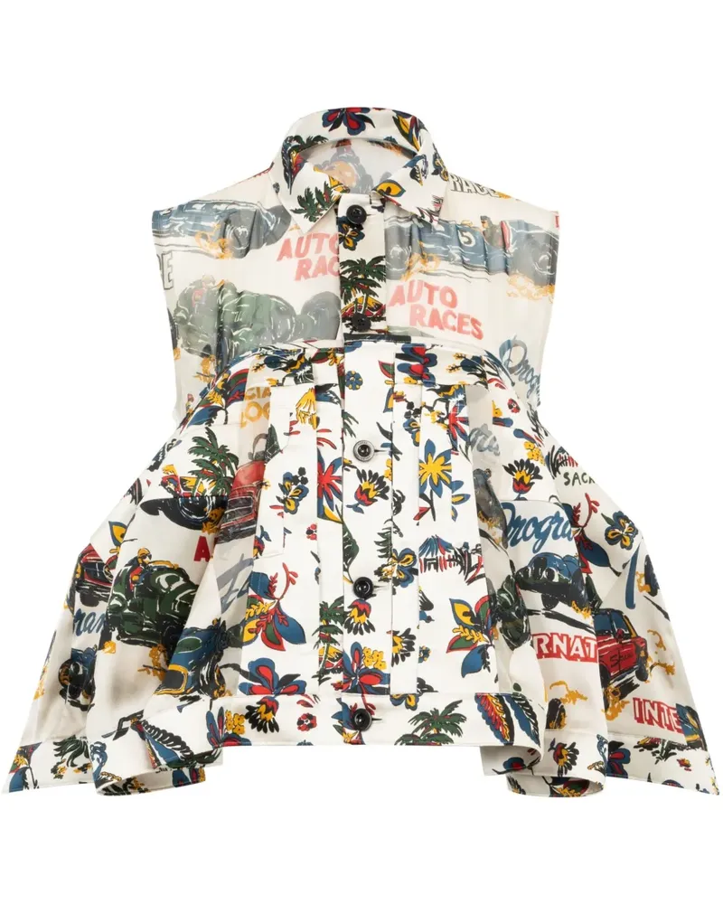 Sacai Oberteil mit Schößchen - Weiß Weiß