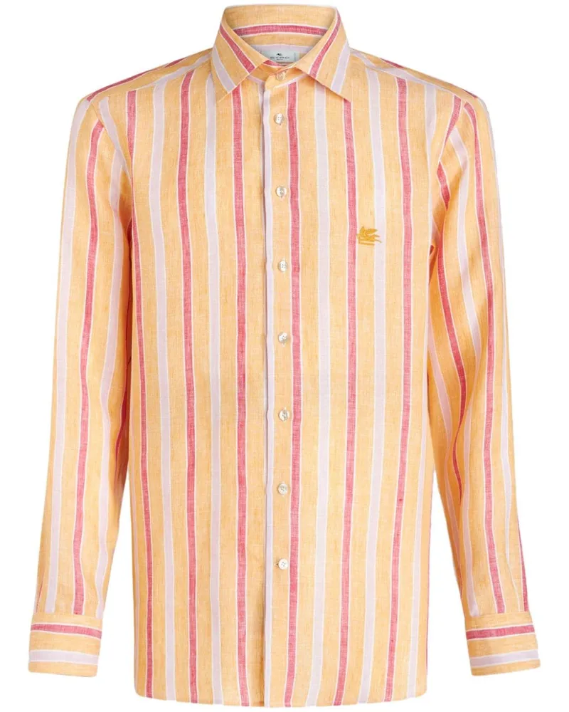 Etro Gestreiftes Hemd mit Pegaso-Stickerei - Orange Orange