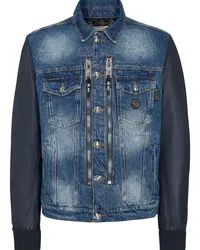 Philipp Plein Jeansjacke mit Logo-Applikation Blau