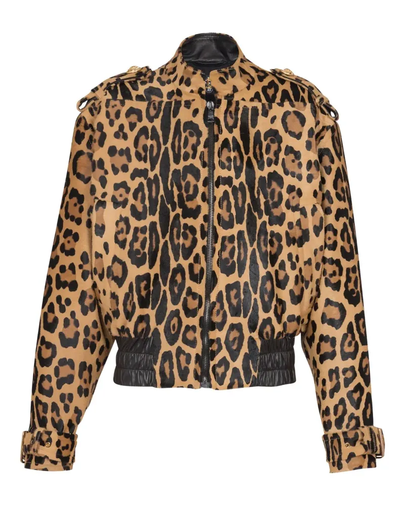 Balmain Bomberjacke mit Leoparden-Print - Nude Nude