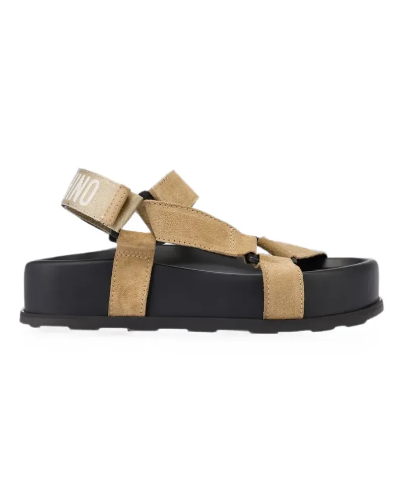 Moschino Flatform-Sandalen mit Logo-Jacquard - Nude Nude