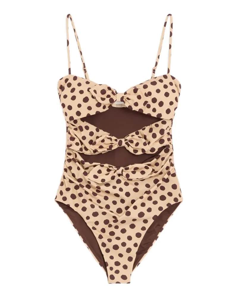 Valentino Garavani Einteiliger Lycra-Badeanzug in Plus de Pois Dalmata Polka Dot - Nude Nude