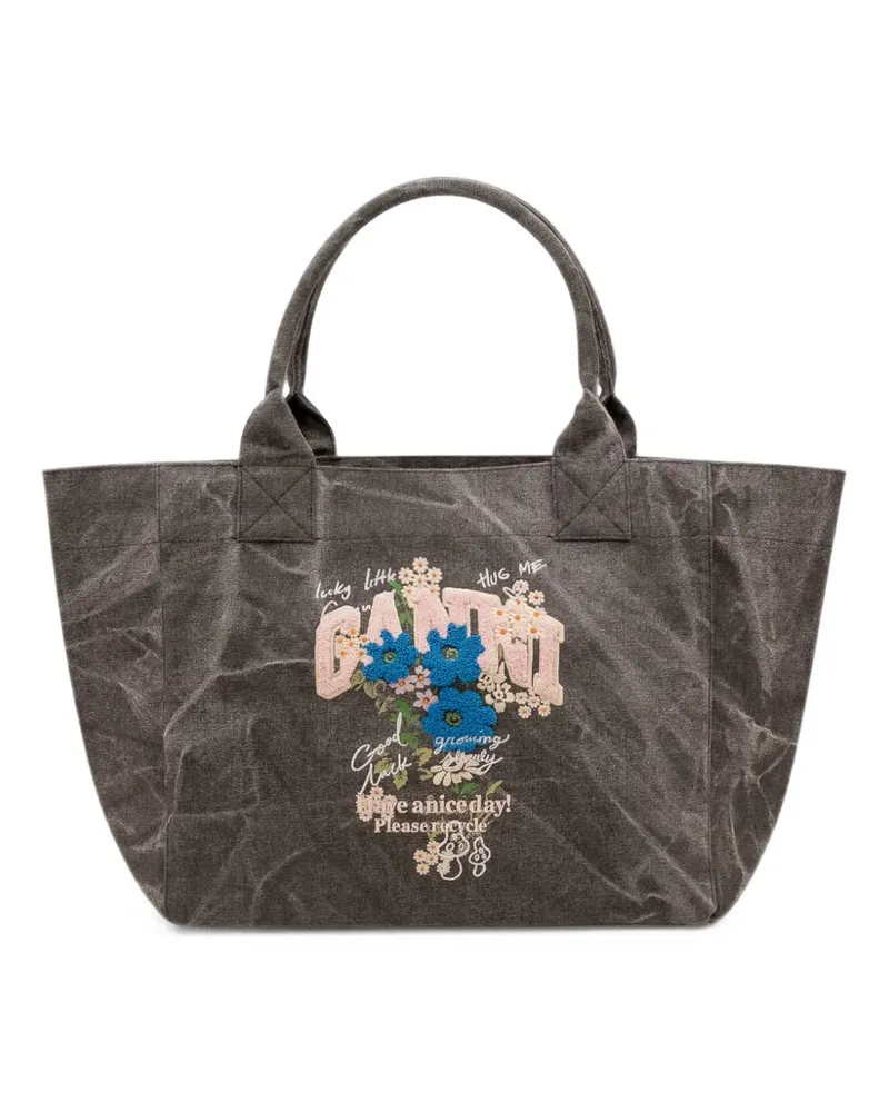 Ganni medium Trapeze tote bag - Grau Grau