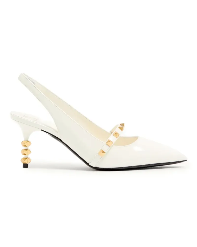 Valentino Garavani Rockstud Slingback-Pumps mit skulpturalem Absatz aus Lackleder - Weiß Weiß