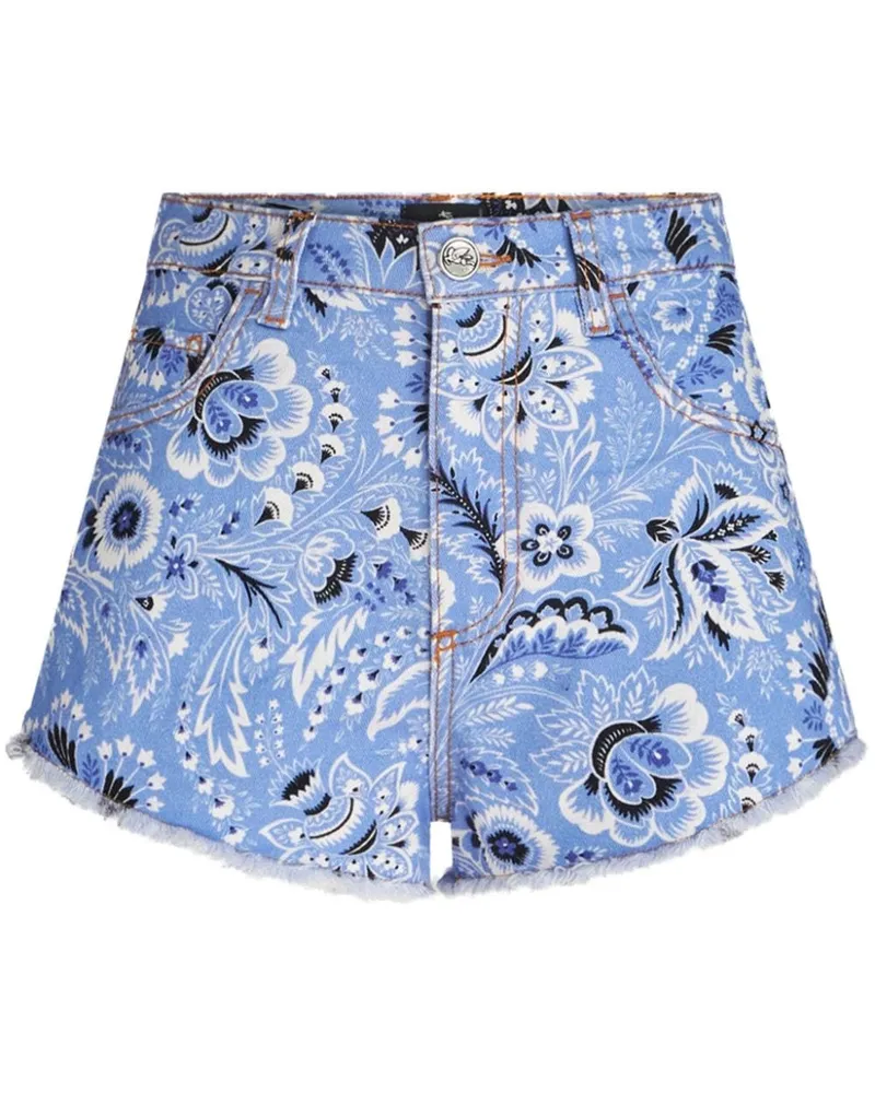 Etro Jeans-Shorts mit Bandana-Print Blau