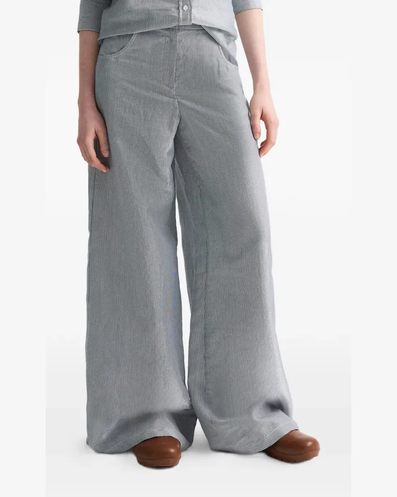 TWP Dillon pinstriped-pattern high-waisted trousers - Blau Blau