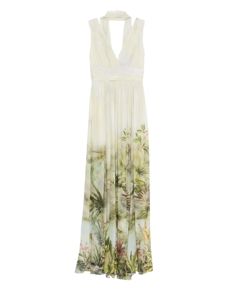 Elie Saab Langes Chiffon-Kleid mit Print - Grün Grün