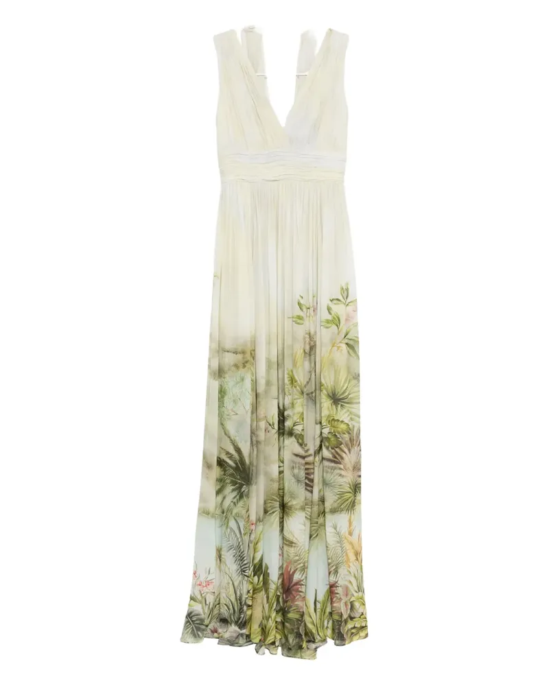 Elie Saab Langes Chiffon-Kleid mit Print - Grün Grün