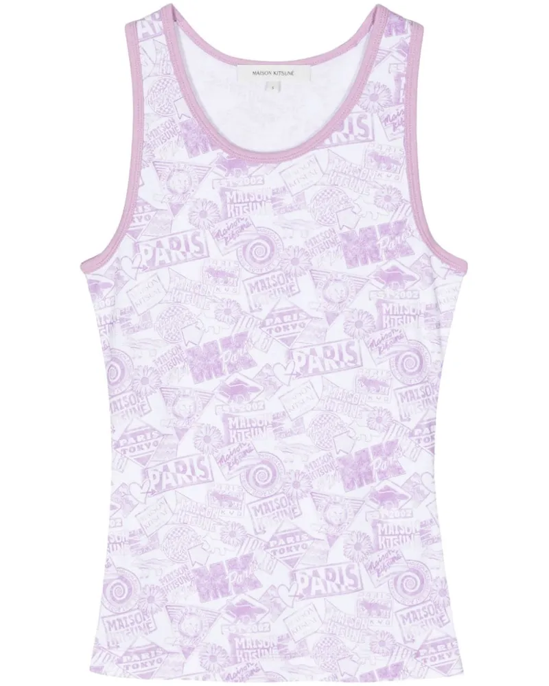 Kitsuné Trägershirt mit Logo-Print - Violett Violett
