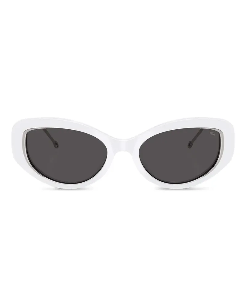Diesel Sonnenbrille mit ovalem Gestell - Weiß Weiß