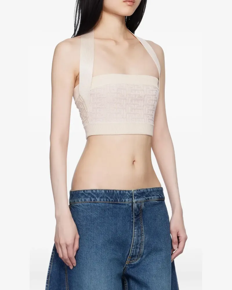 Balmain PB Oberteil mit Labyrinthmuster - Nude Nude