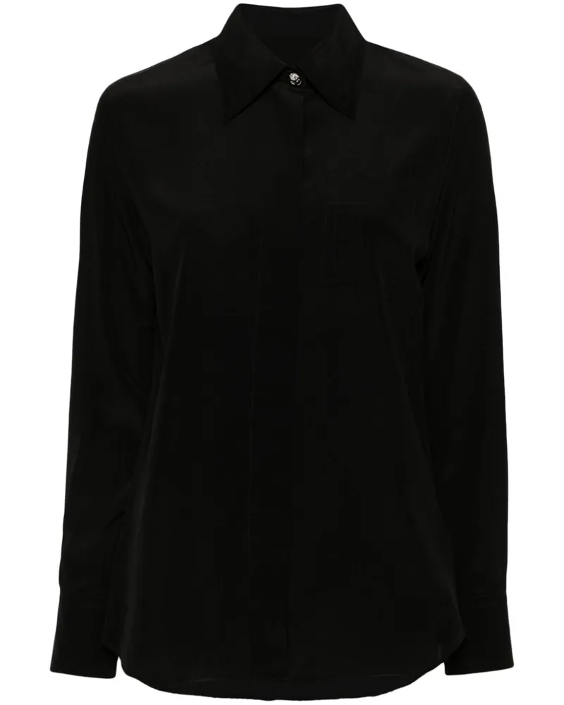 Lanvin Seidenhemd mit blumigen Knöpfen - Schwarz Schwarz