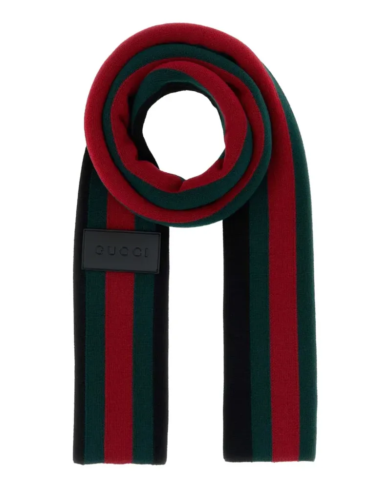 Gucci Schal mit Webstreifen und Logo-Patch - Schwarz Schwarz