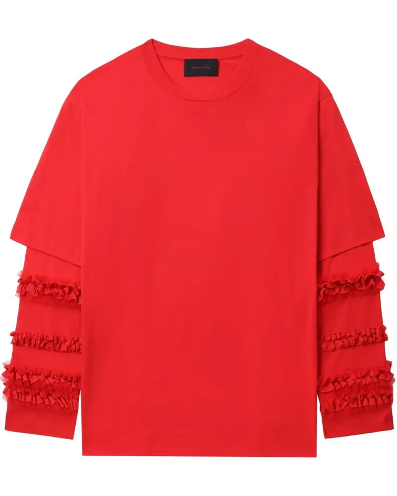 Simone Rocha T-Shirt mit Rüschendetail - Rot Rot