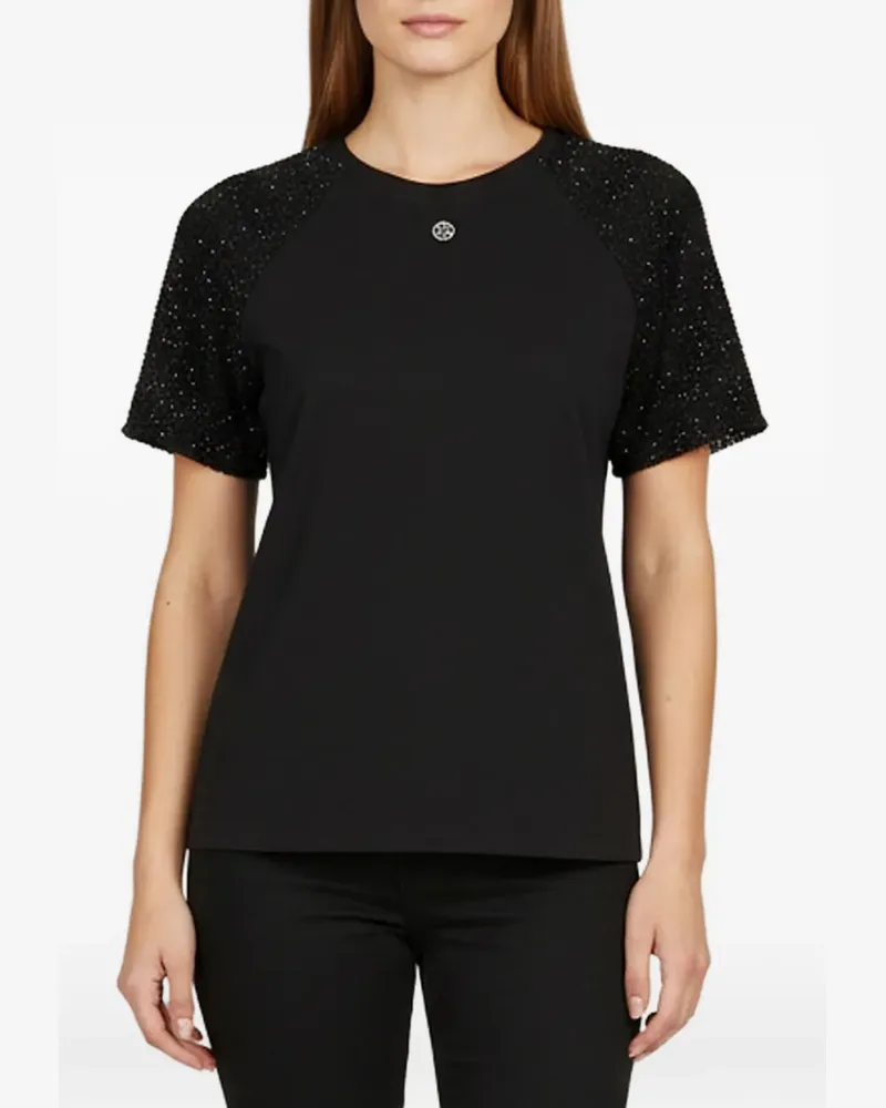 Maje tweed raglan-sleeve T-shirt - Schwarz Schwarz