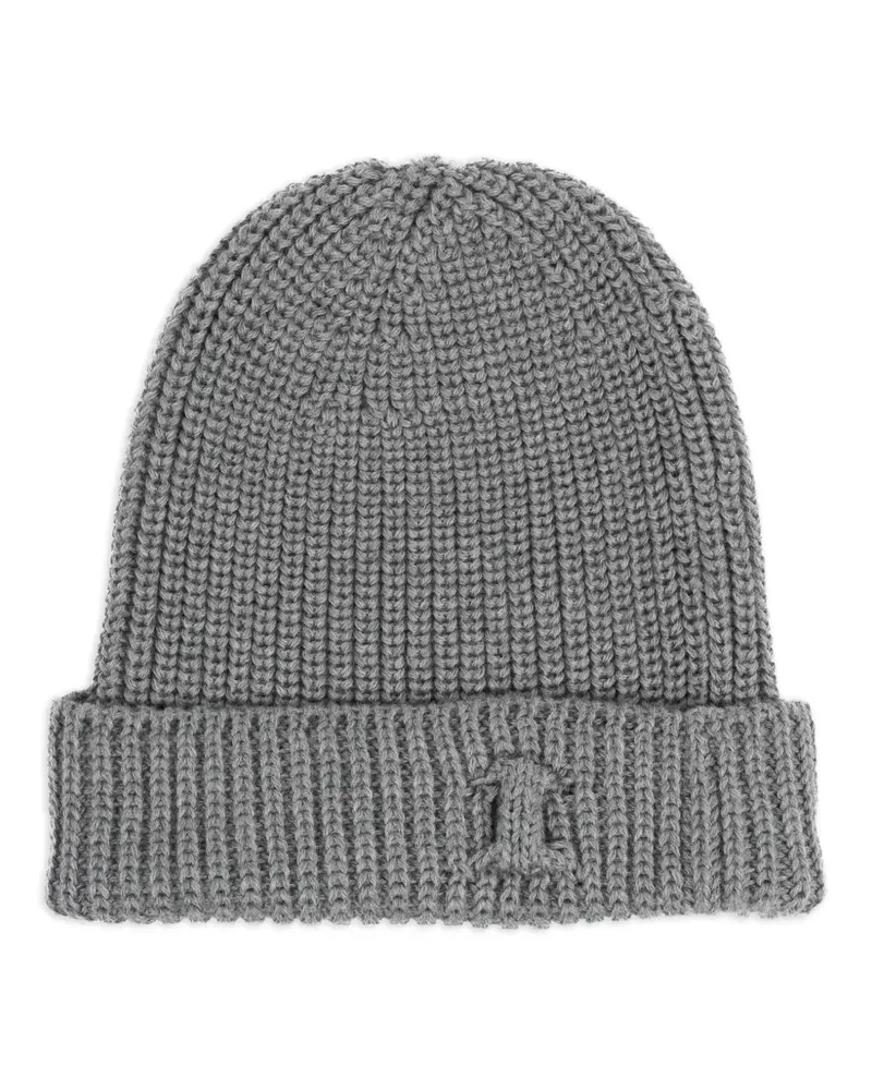 Hannes Roether ribbed virgin wool beanie hat - Grau Grau