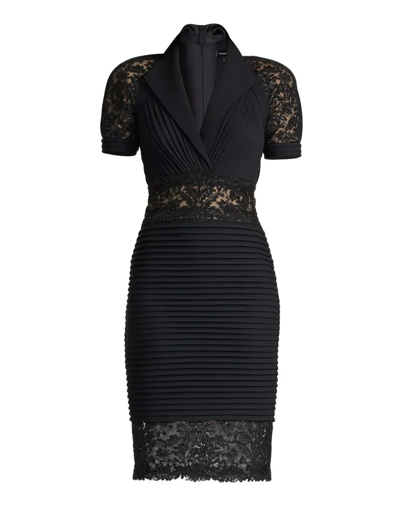 Tadashi Shoji lace-panelled pintuck midi dress - Schwarz Schwarz