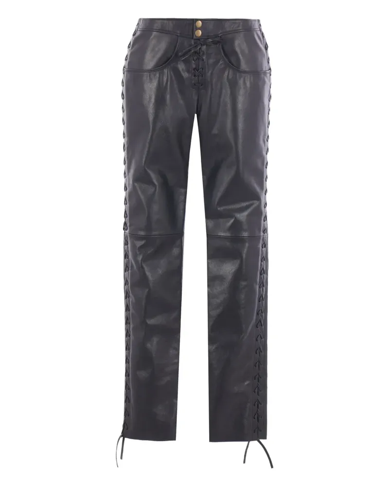 Isabel Marant Gerade Hose aus Leder - Schwarz Schwarz