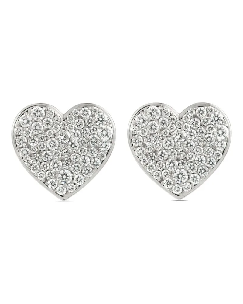 Alinka 18kt Caviar Heart Weißgoldohrringe mit Diamant - Silber Silber