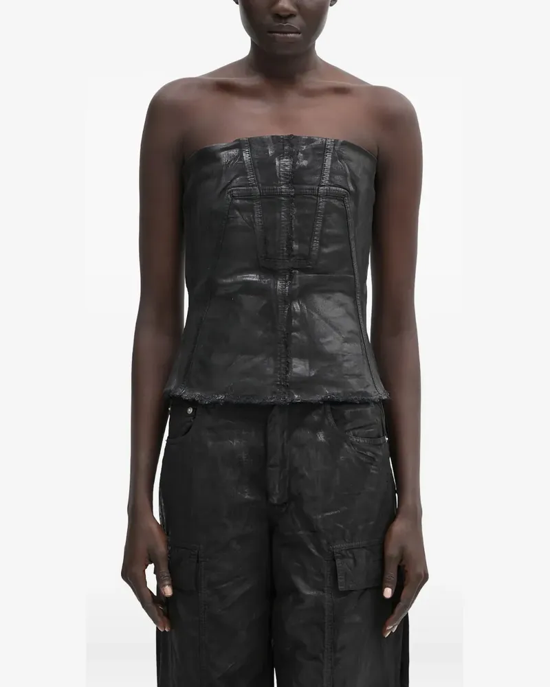 DRKSHDW by Rick Owens Schulterfreie Weste mit ausgefranstem Saum - Schwarz Schwarz