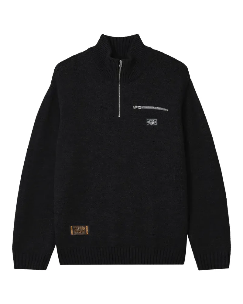 Izzue Pullover mit kurzem Reißverschluss - Schwarz Schwarz