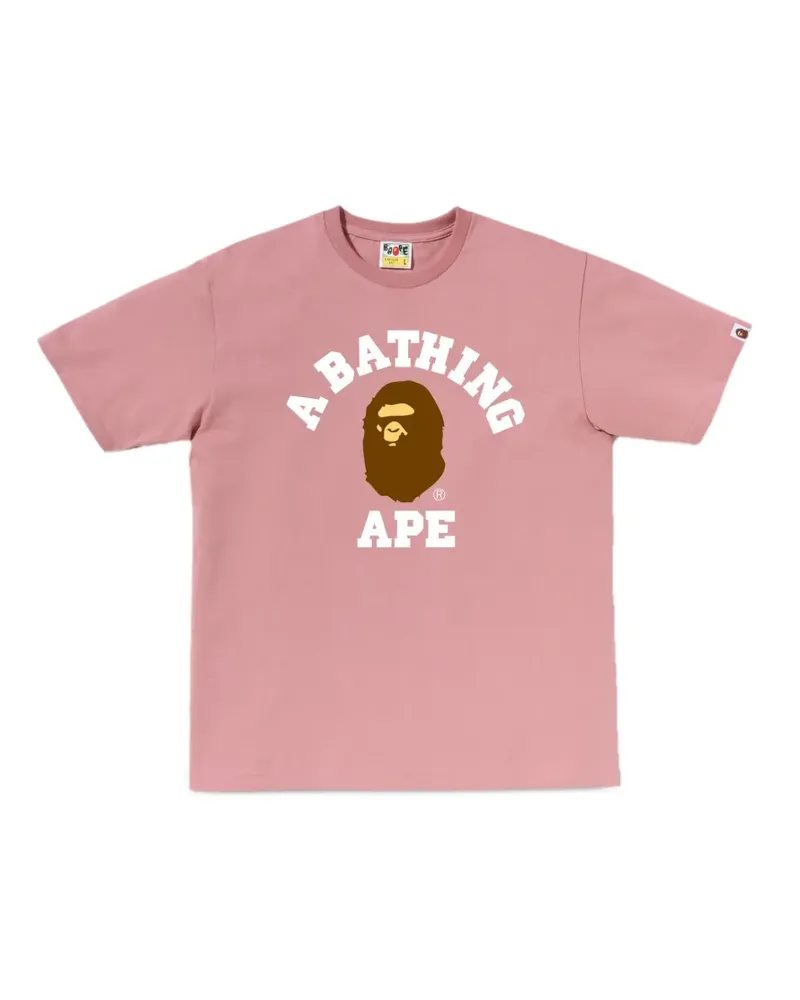BAPE Kurzärmeliges College-T-Shirt - Rosa Rosa